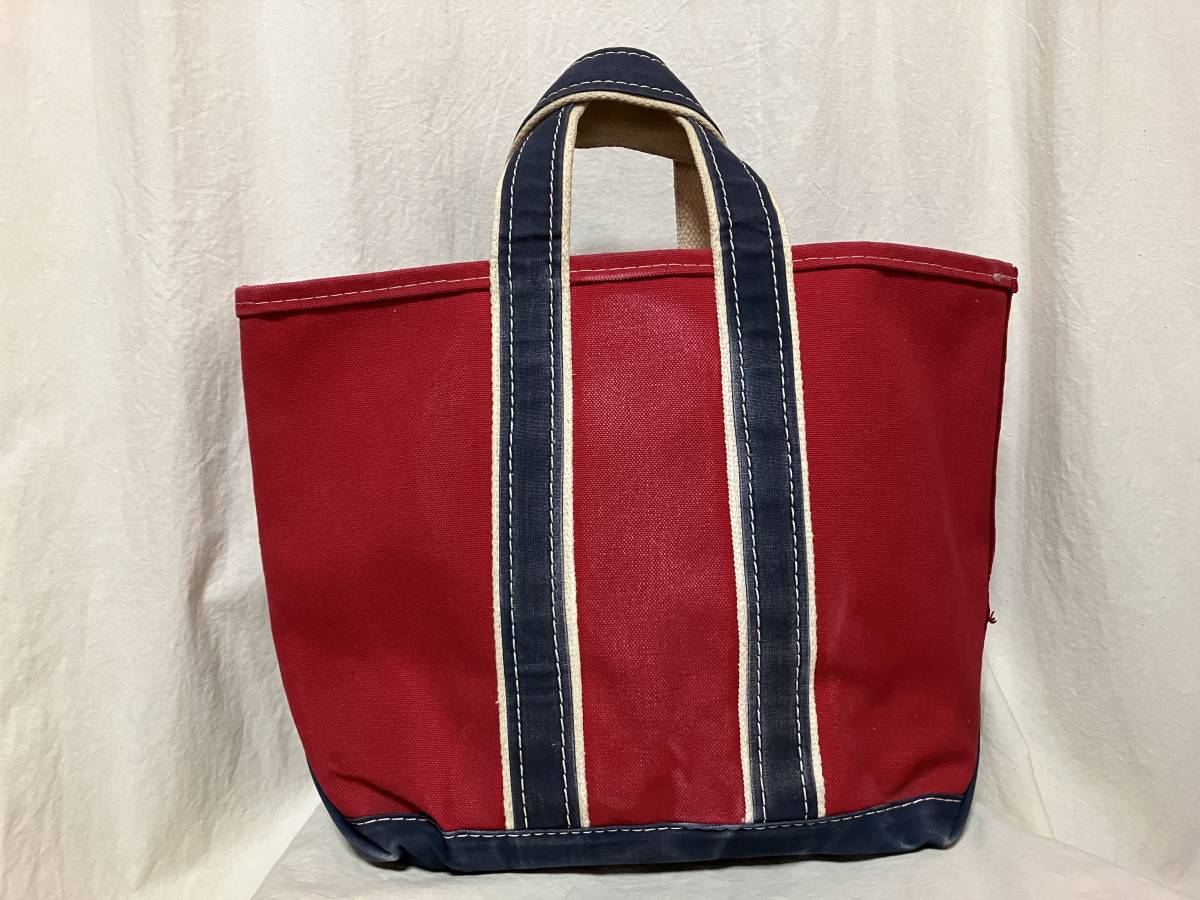 L.L.BEAN エルエルビーン キャンバス地トートバッグ 赤/紺 中古品(L.L. 