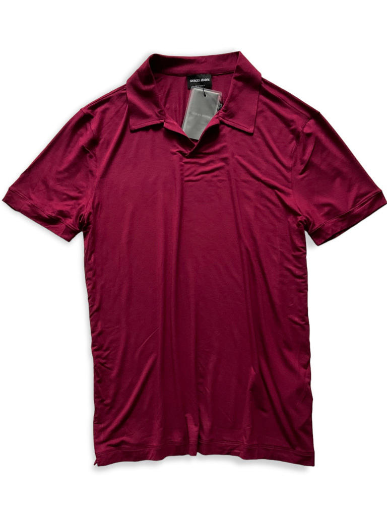 新品【GIORGIO ARMANI/黒ラベル】▼8万【お得意の身体に柔らかくびゅんびゅん伸縮ストレッチフィット】美ボルドー▼半袖ポロシャツ▼56
