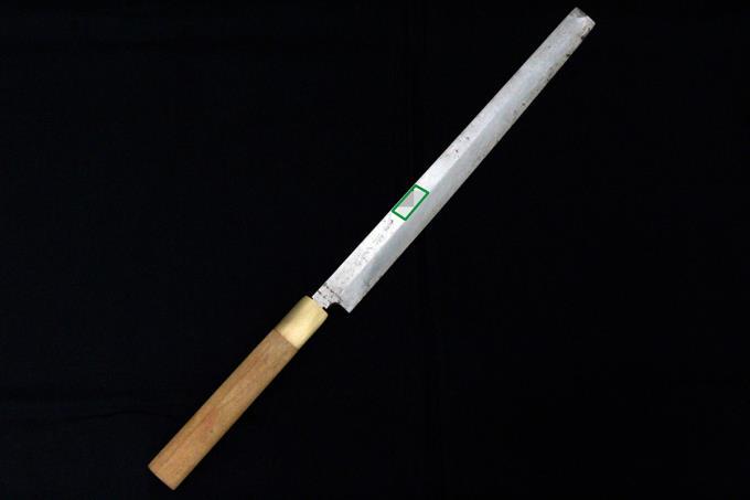 並品｜築地正本 蛸引包丁 八寸 霞 青鋼 水牛朴柄