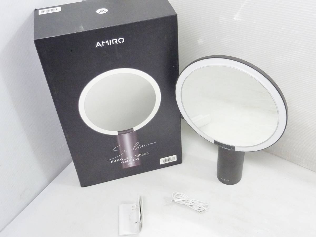 CV4777d 未使用 AMIRO アミロ 照明付 卓上ミラー AML009 ブラック