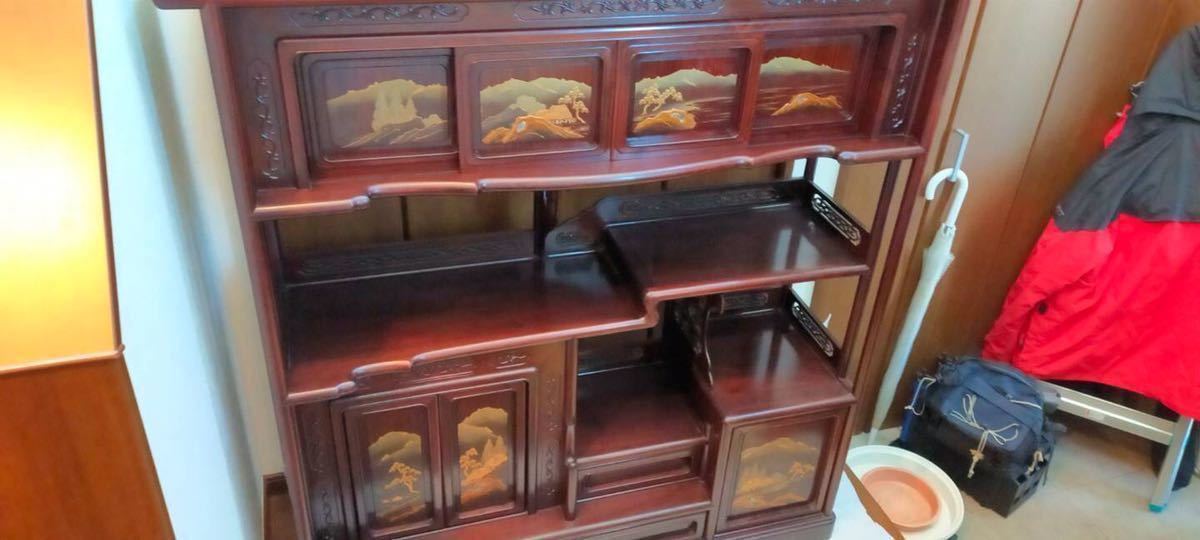 飾り棚 茶箪笥 唐木 茶棚 中国美術 蒔絵 古玩 高さ 和家具 煎茶道具 