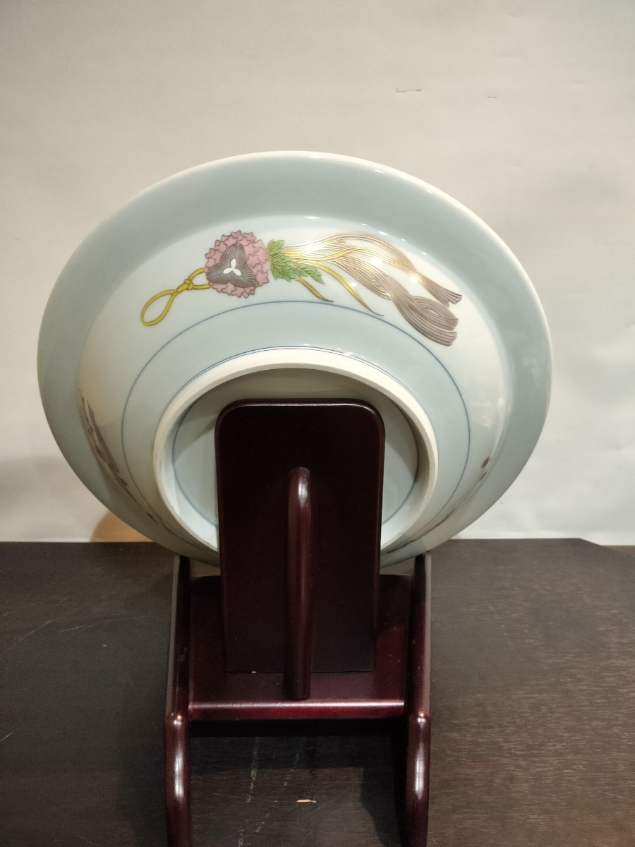 新品未使用 九谷焼 皇太后陛下御麗筆 金彩 飾り皿 大皿 保証書 桐