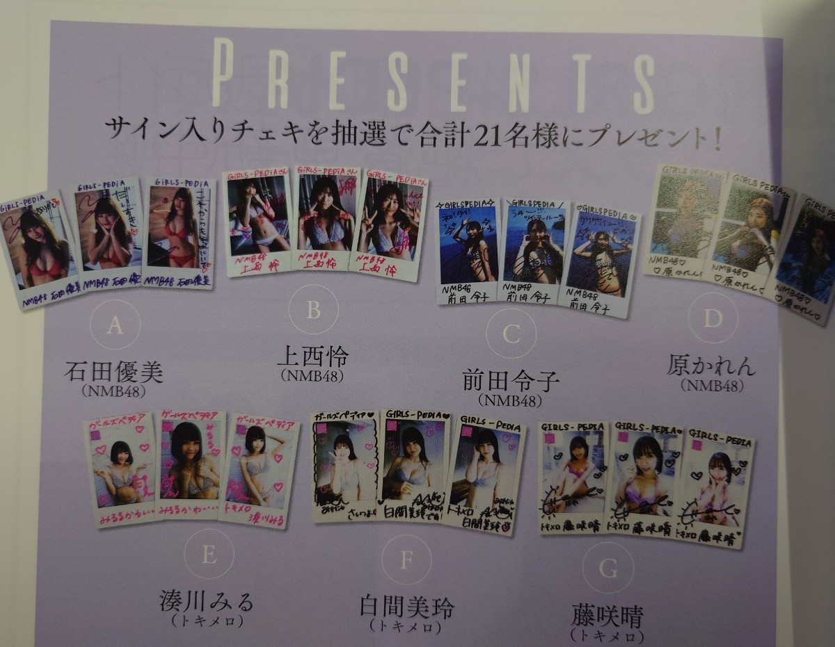 GIRLS PEDIA 2023 WINTER サイン入りチェキ応募券 1枚 石田優美・上西 