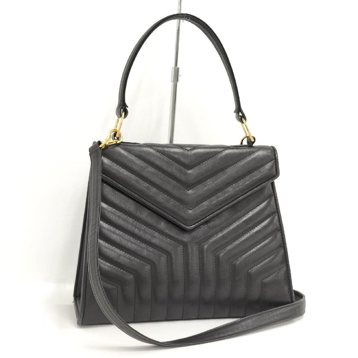 ●イヴ・サンローラン Yves Saint Laurent 2WAYショルダーバッグ レザー ブラック[Jコレ]137 T