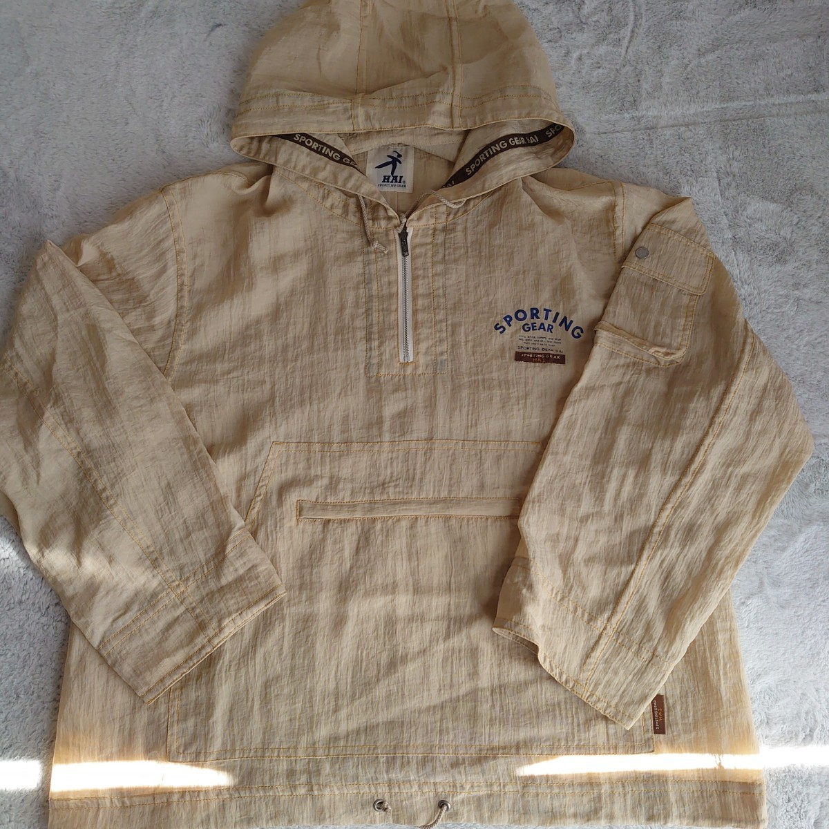 1円~ レア HAI イッセイミヤケ 三宅一生 ハーフジップパーカー Ｌサイズ ベージュ