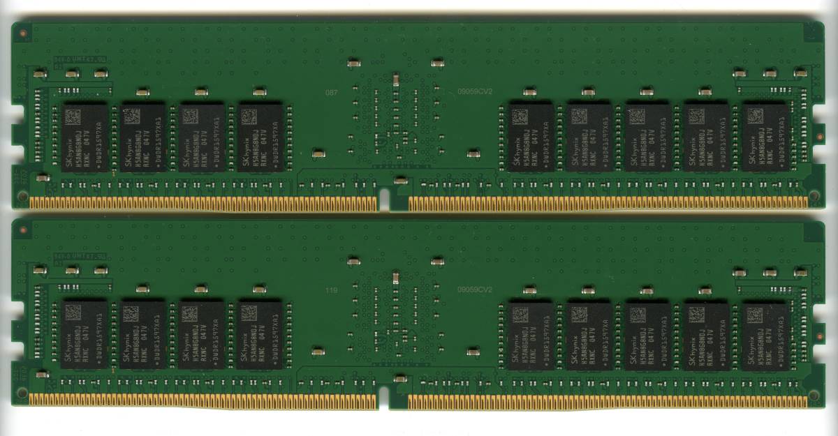 SKhynix、DDR4-3200、ECC Registered、16GB×2枚セットで32GB、中古 reg 