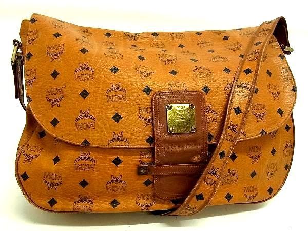 1円 MCM エムシーエム モノグラム ヴィセトス柄 レザー ショルダー 