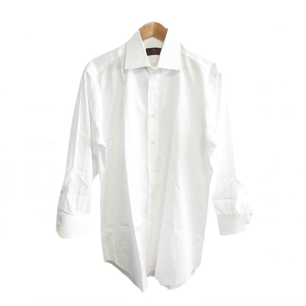 ほぼ未使用 ETRO エトロ 総柄 長袖 シャツ ドレスシャツ 42 ホワイト 白