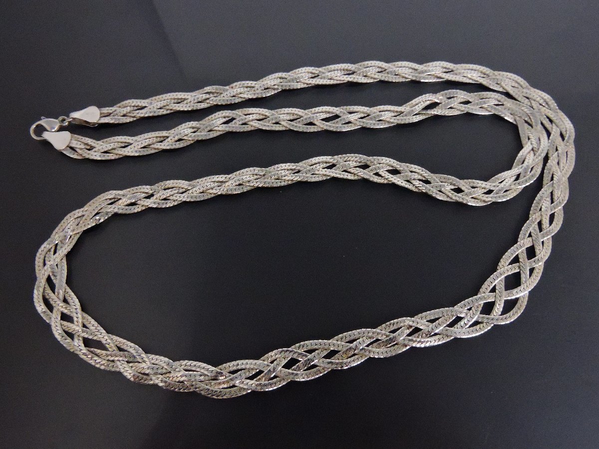 シルバー925 メキシカンジュエリー MO28V ロングネックレス 編み込み