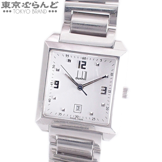 101656654★1円 ダンヒル dunhill スクエア型 時計 腕時計 メンズ 8005 電池式 白文字盤 動作品 ブレスジャンク