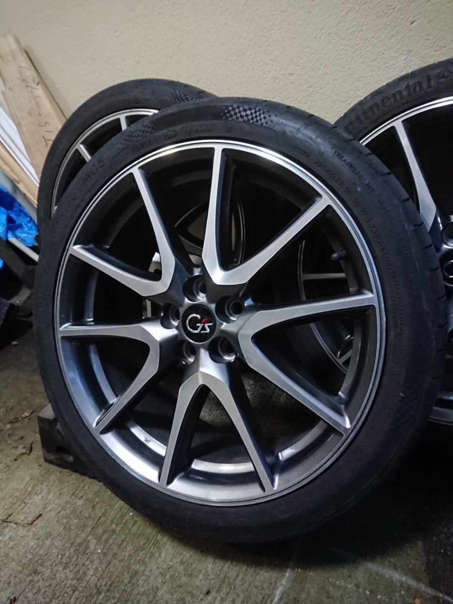 超美品中古 G'z純正ホイール&タイヤ4本 18×7.5J 5穴 pcd100 +50 ハブ径約52㎜ Continental 225/40ZR18×4本 2018年製 残約4㎜ プリウス