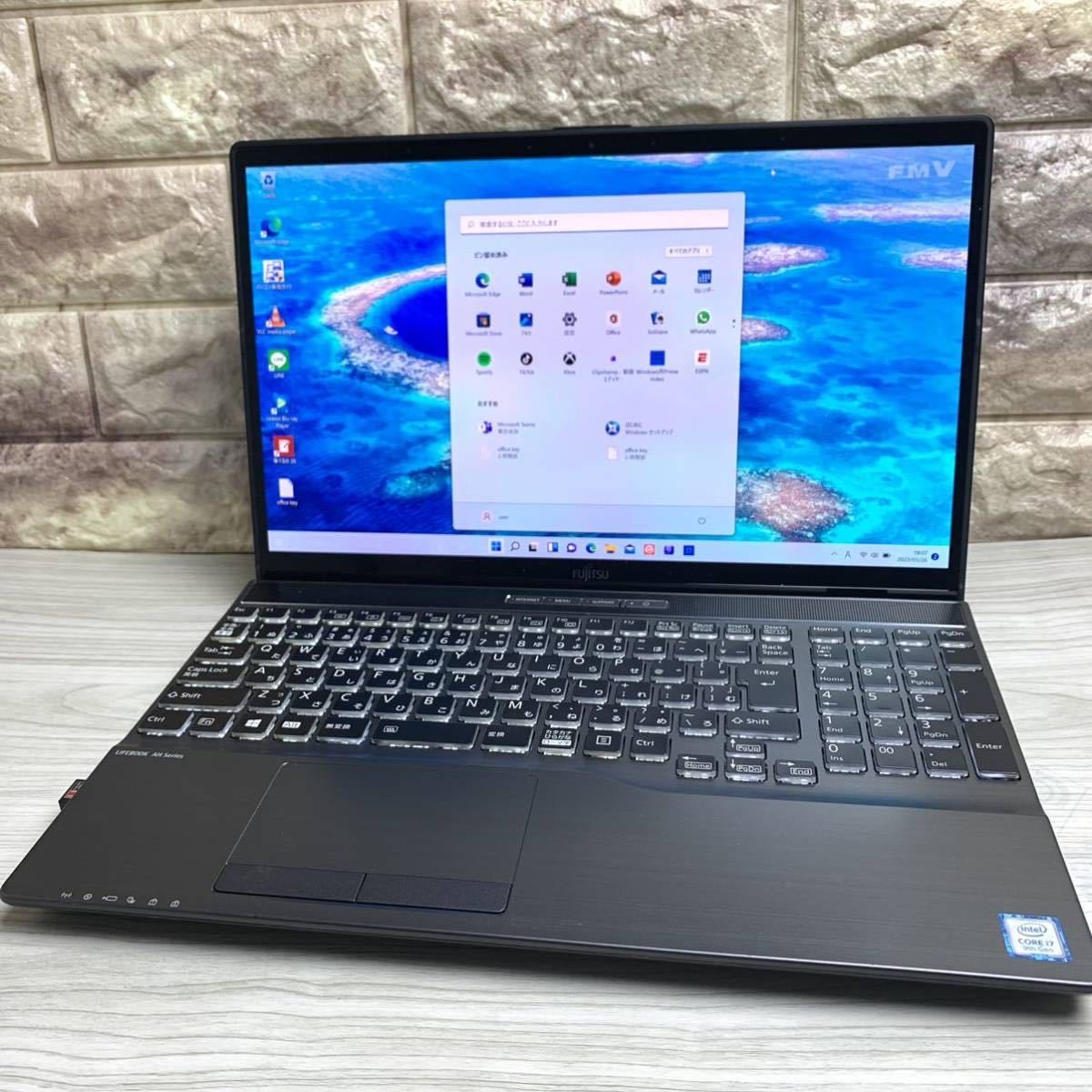 超高画質4K♪第9世代♪Core i7-9750H M.2-SSD1TB 富士通 AH-X/D3 メモリ16GB WIN11 Blu-ray カメラ office2019