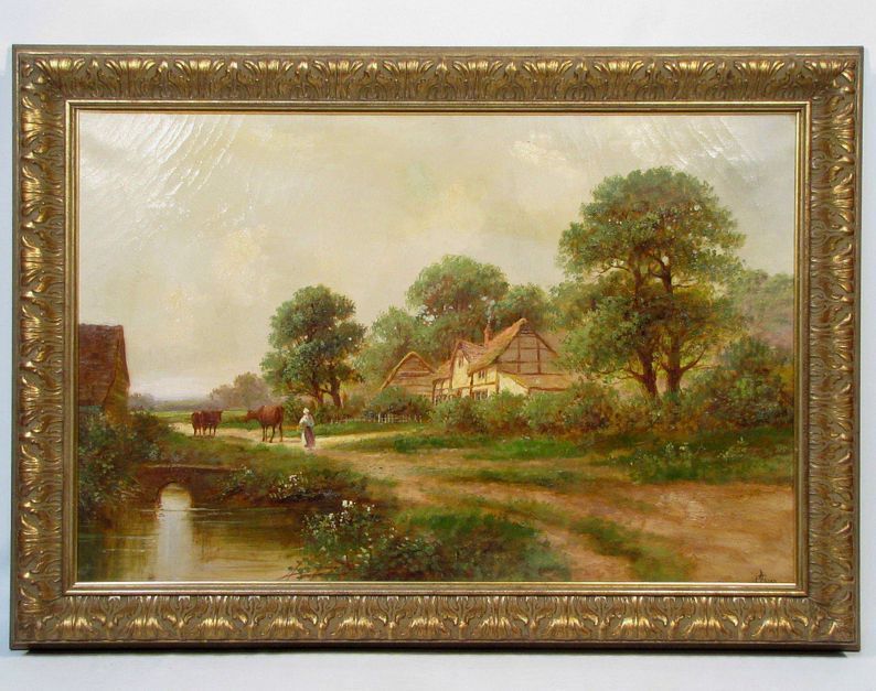 「湖畔の風景」F２０号 アメリカ人画家1889 - 1970