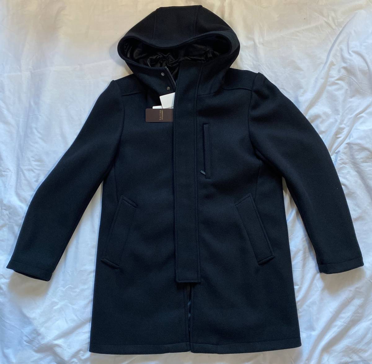 高級フード付きコート Mサイズ クリスチャンオラーニ 黒系 内ポケット有 14.200円税込み品◆◆未使用品