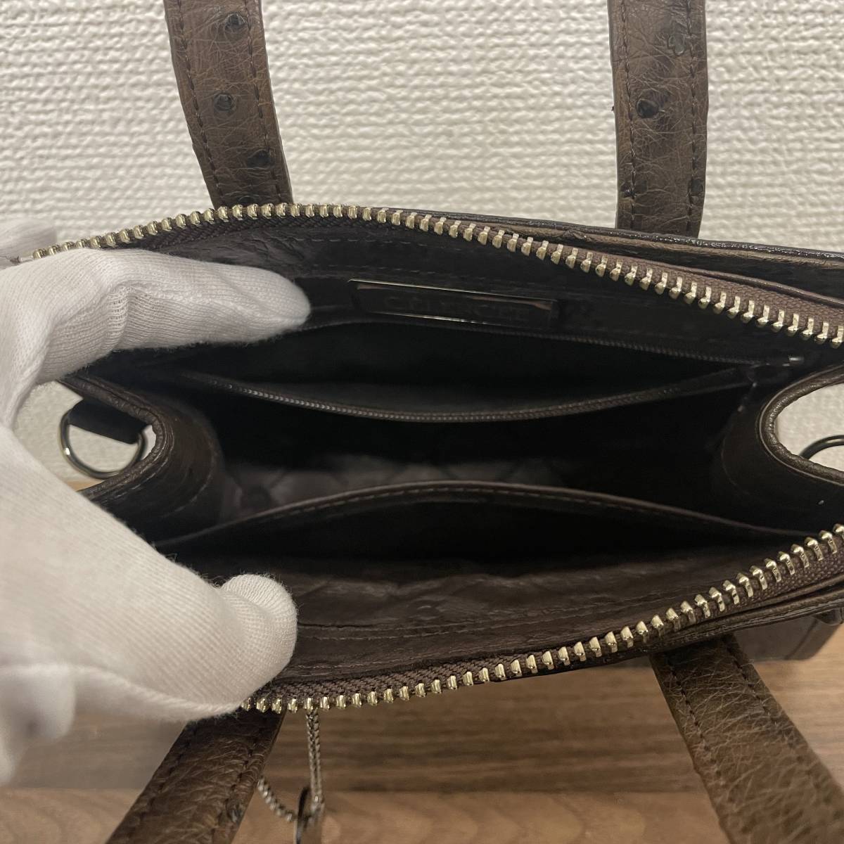 S3-49]【現状品】CELENCEE セレンシー オーストリッチ JRA認定 レザー 