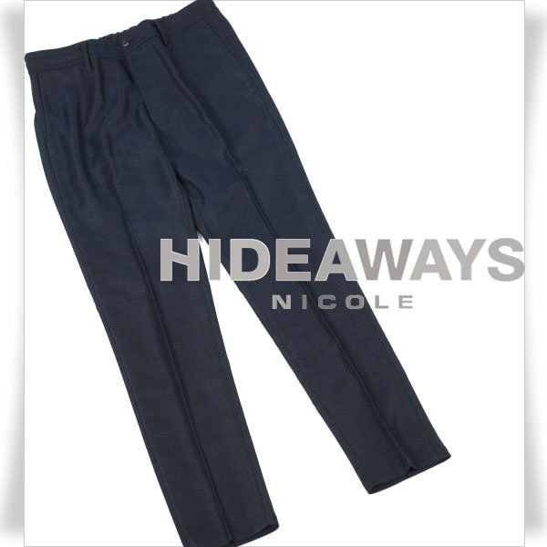 新品1円～★定価1.4万 ハイダウェイ ニコル メンズ マーブルカラミストレッチパンツ 50 LL ネイビー HIDEAWAYS NICOLE ◆9809◆