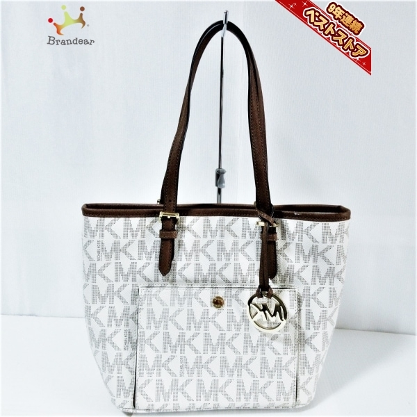 マイケルコース MICHAEL KORS トートバッグ 30T4GTTT6B - PVC(塩化ビニール)×レザー アイボリー×ダークブラウン 新品同様 バッグ
