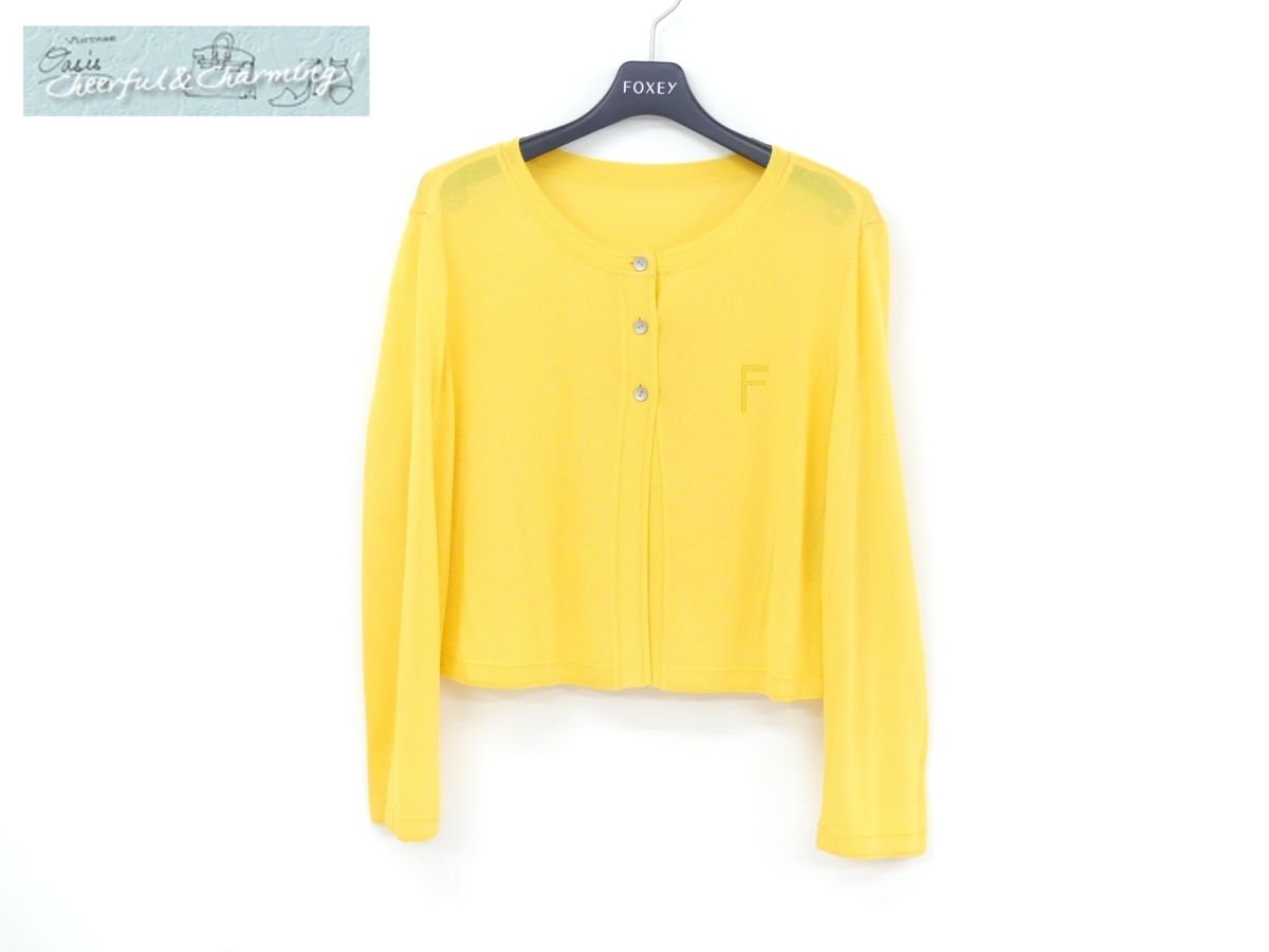 FOXEY F・Tニットカーディガン 38 アンティークミモザ レーヨンBLEND#F