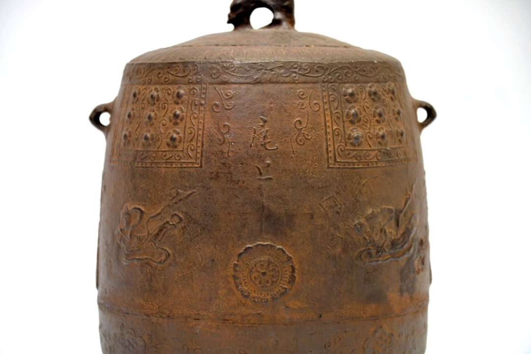 813 茶釜 尾上釜 釣鐘形 梵鐘 天女 仏像○ 鉄釜 茶道具 煎茶道具 鉄瓶