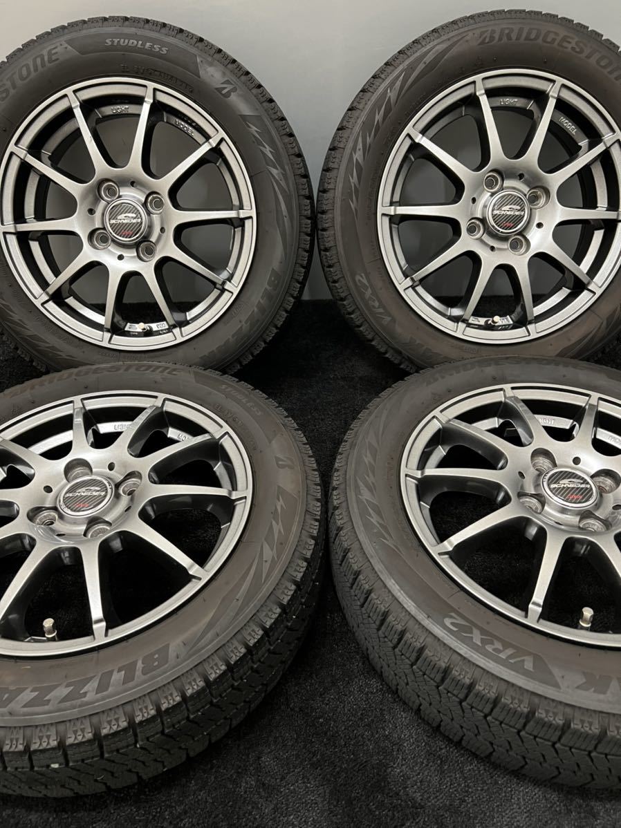 155/65R14 BRIDGESTONE/VRX2 21年 SCHNEIDER 14インチ 4.5J ＋43 100 4H スタッドレス 4本 軽自動車