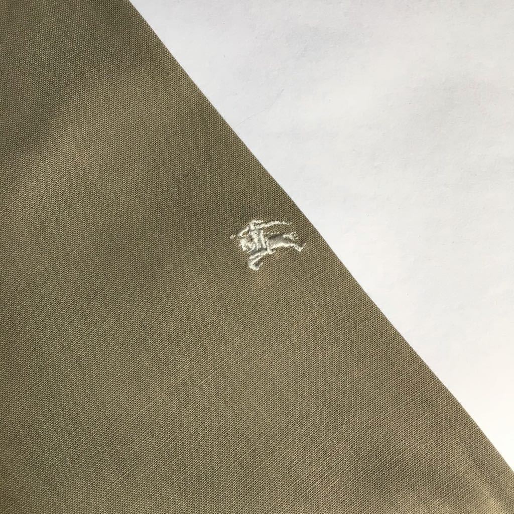 【1円スタート】バーバリーブラックレーベル☆メンズ長袖（五分袖）シャツ☆カーキカラー☆麻85・綿15%☆サイズ2