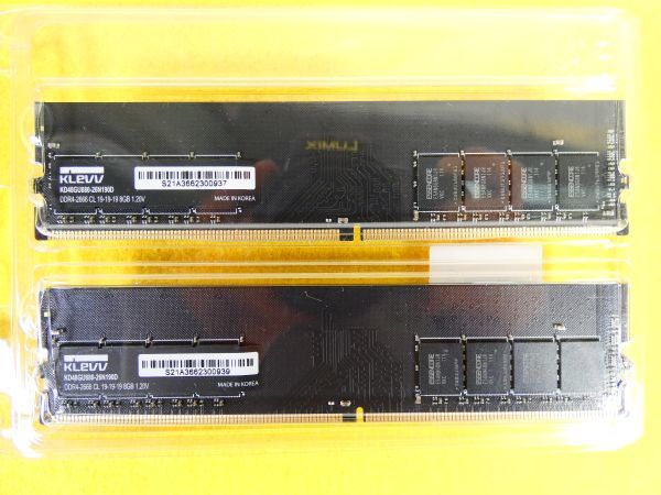 ○(N-21) KLevv DDR4-2666 8GB×2枚 PC4-21300 デスクトップPC用