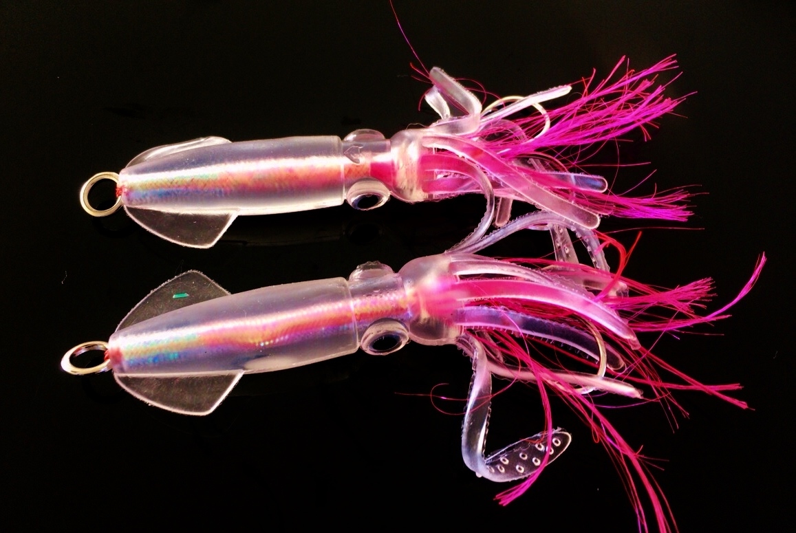 圧倒的釣果！【赤ケイムラ糸内蔵 リアルイカベイト2個セット12cm  