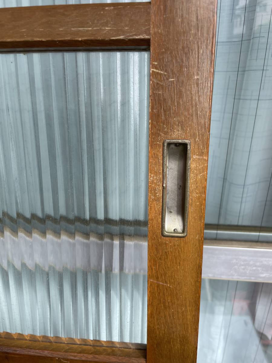 レトロ】ガラス戸／2枚セット／引き戸／現状渡し／アンティーク建具 