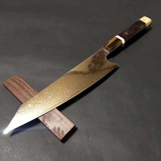 67層鏡面ダマスカス切付型ペティナイフ240mm 黒檀白水牛八角 67層