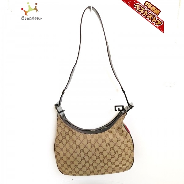 グッチ GUCCI ショルダーバッグ 0013315 GG柄，シェリー(ウェブ) ジャガード×レザー ベージュ×ブラウン×マルチ バッグ
