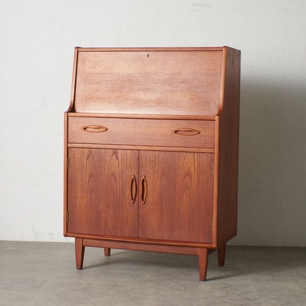 IZ66397N★鍵付 Jentique ライティング ビューロー チーク 英国 ヴィンテージ キャビネット パソコン デスク 机 イギリス ジェンティーク