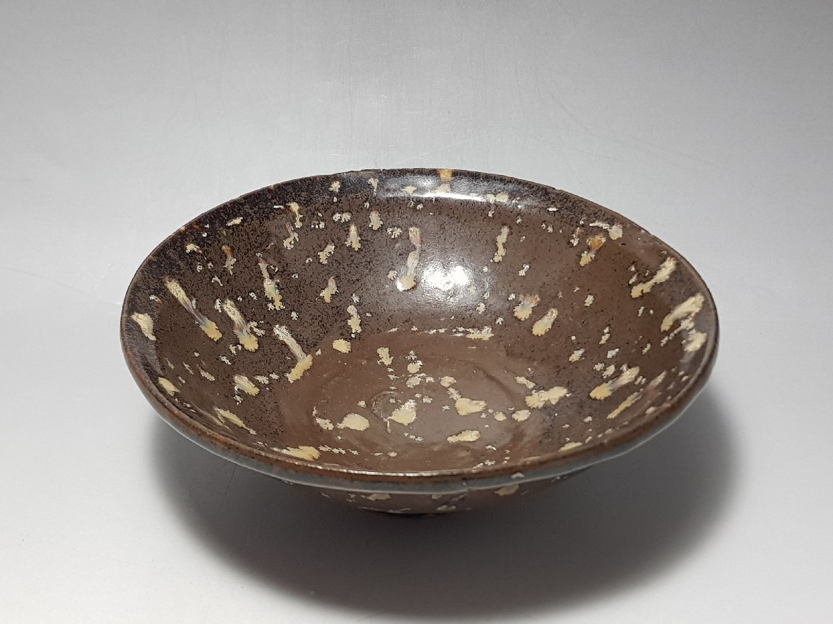 黑釉 窯変碗 時代唐物 幅約16cm / 盃 小碗 杯 盞 小鉢 茶道具 煎茶道具 酒器 唐物 人間国宝 李朝 高麗 古玩 古董