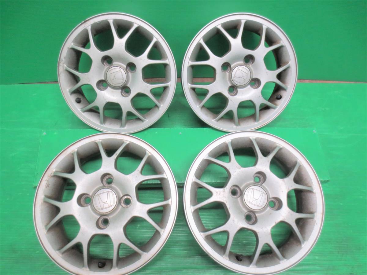 ホンダ純正メッシュアルミ・ザッツ・ゼスト・JB・JCライフ・バモス・4.0J-13+40・4H/100・室内保管・中古4本セット