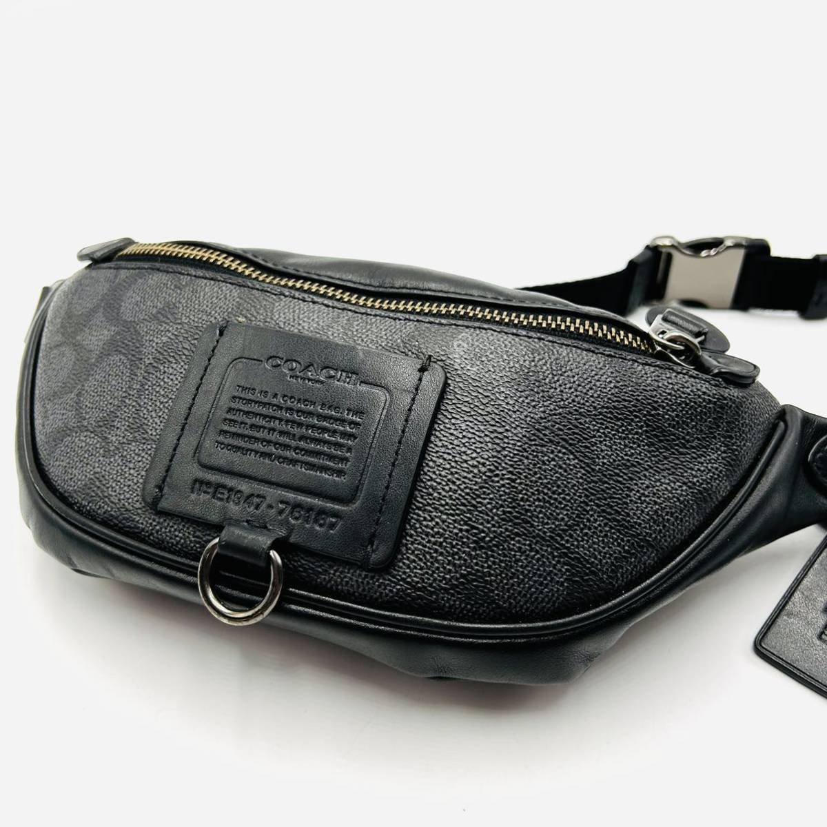 美品　コーチ COACH ボディバッグ ウエストポーチ トンプソン レザー 黒 コーチ COACH ショルダーバッグ 1円〜 トンプソン 定価15万 1円