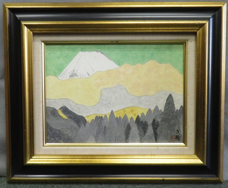 真作保証】 赤羽忠親 「安曇野 (常念岳)」 油彩画 8号 裏書あり 良作