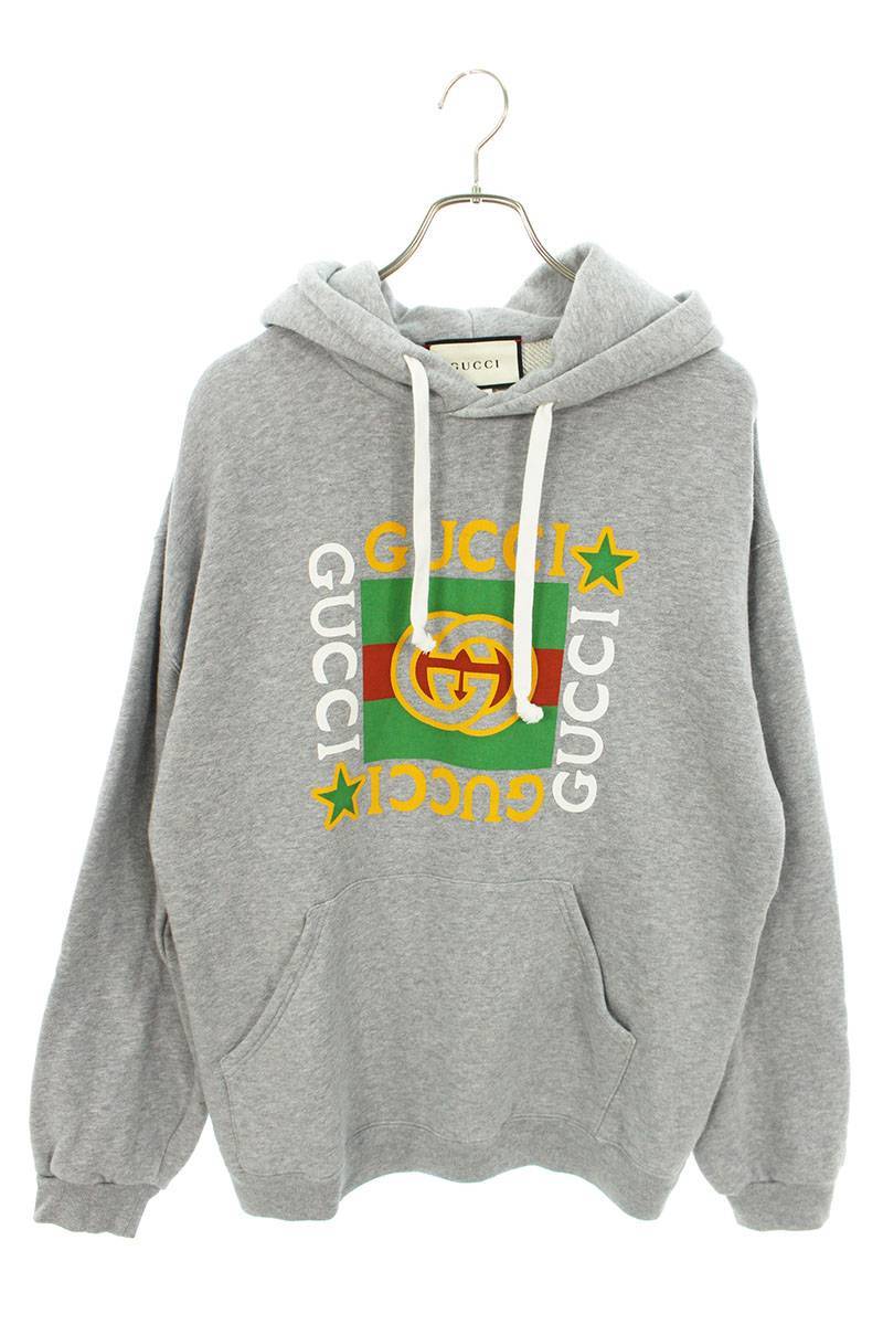 グッチ GUCCI 605154 XJCCD サイズ:M ヴィンテージロゴスタープリントプルオーバーパーカー 中古 OM10