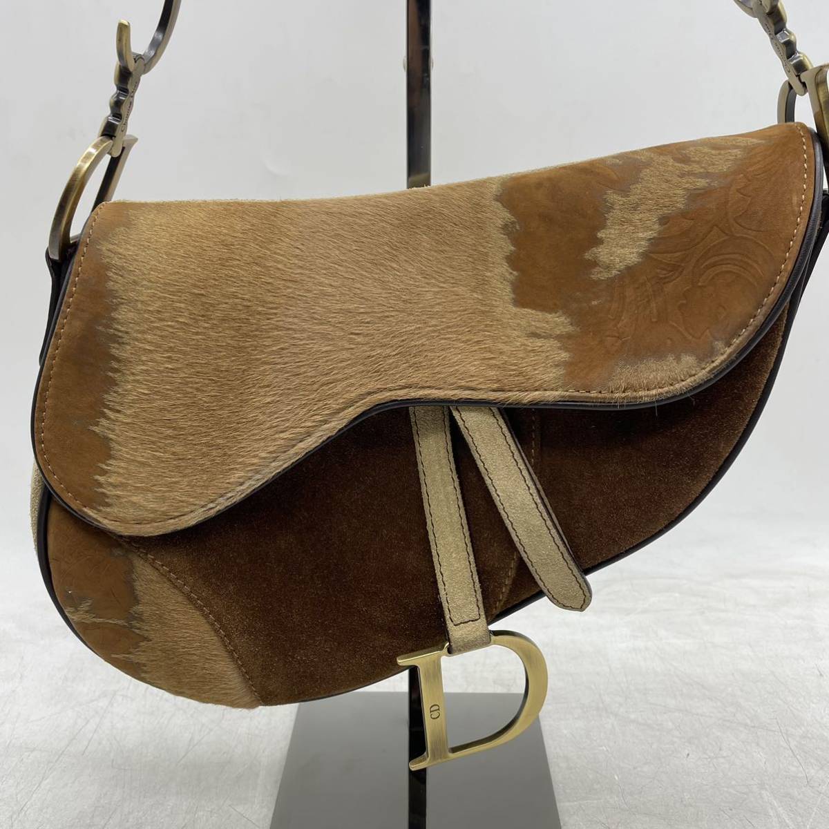 1円スタート】Christian Dior サドルバッグ スエード ハラコ ブラウン 