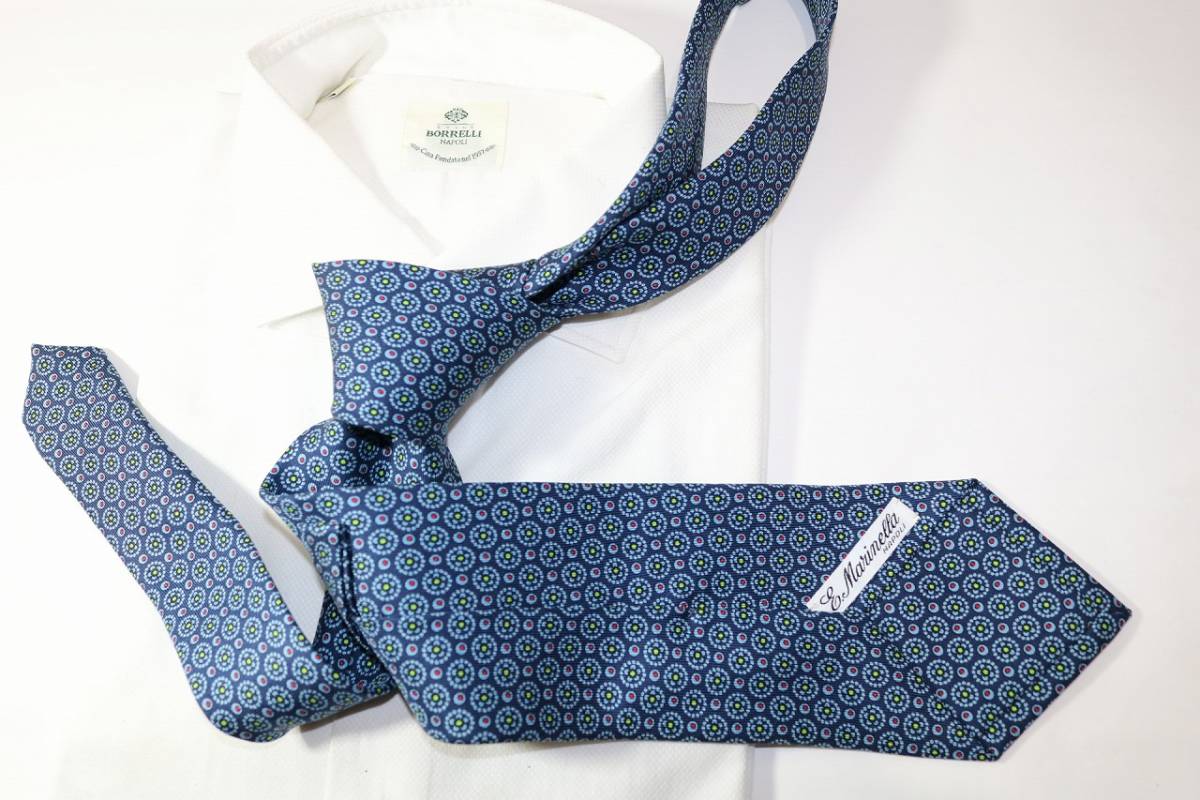 TIESNEW ナポリ セッテピエゲ マリネッラ ″E，Marinella 小紋 E 