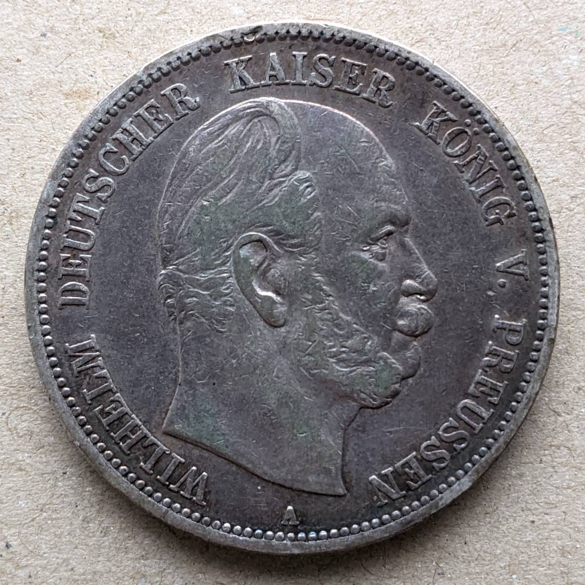 稀少　1876-C　独 プロイセン ヴィルヘルム1世　5M銀貨 ヴィルヘルム1世 ドイツ 1876年 プロイセン 5マルク ドイツ