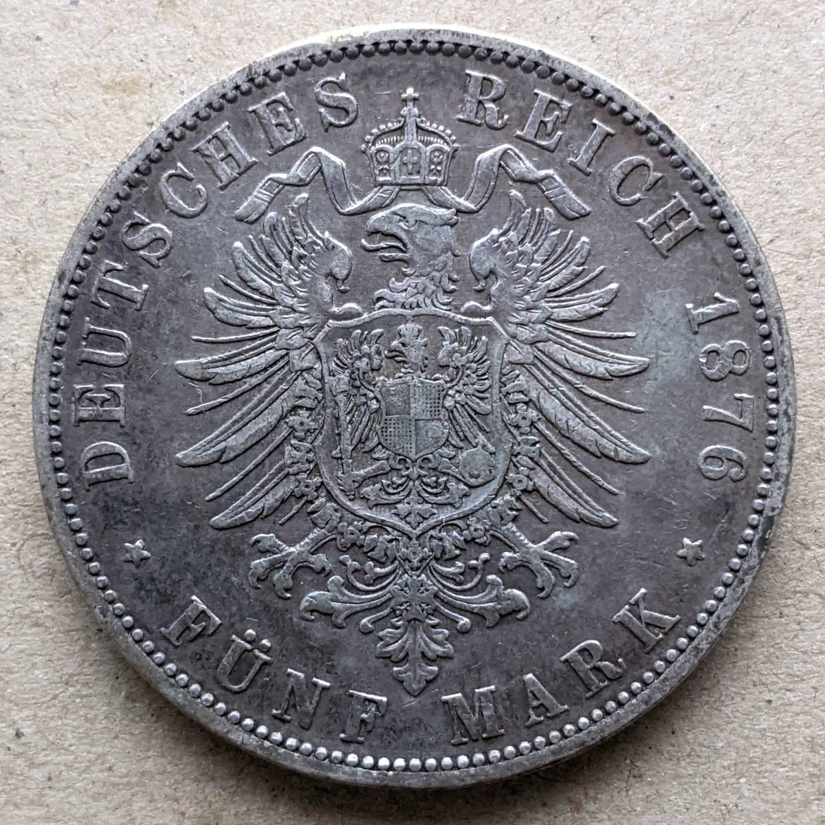 ヴィルヘルム1世 ドイツ 1876年 プロイセン 5マルク ドイツ