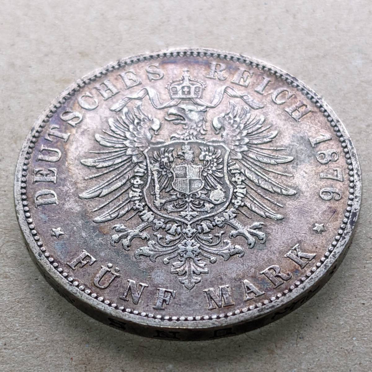 稀少　1876-C　独 プロイセン ヴィルヘルム1世　5M銀貨 ヴィルヘルム1世 ドイツ 1876年 プロイセン 5マルク ドイツ