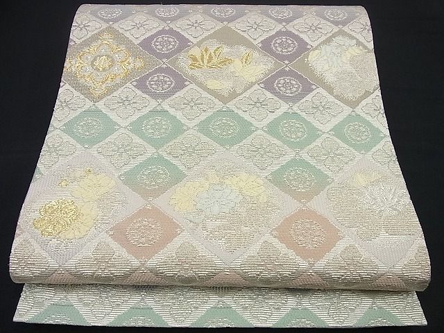 平和屋着物■六通柄袋帯　唐織　金華山　輪奈織　菱花文　金銀糸　逸品m1963