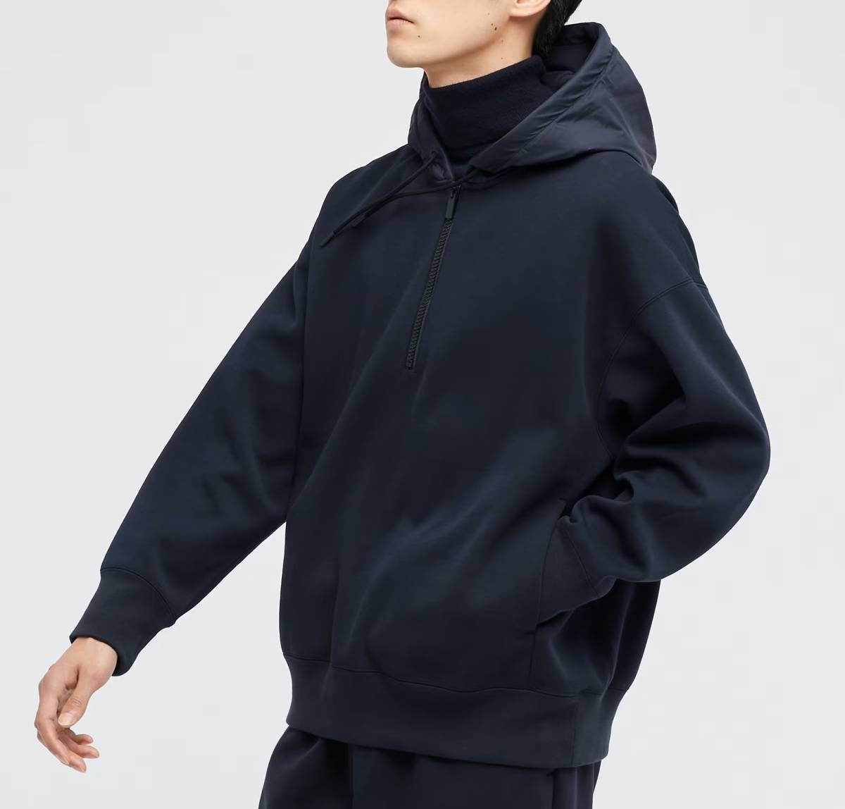 +J プラスジェイ ハーフジップ パーカー L ネイビー UNIQLO x ユニクロ JIL SANDERジルサンダー