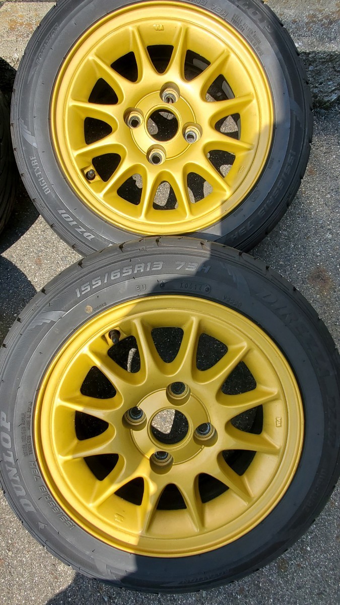 13インチ 5.5J +38 ピッチ100 155/65R13 DZ101 4本 軽量？ 軽四 自家 