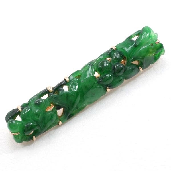 K14PG ブローチ ヒスイ 総重量約6.0g 中古 美品 送料無料☆0315