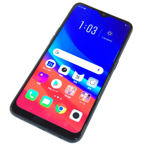 1円 美品 OPPO AX7 CPH1903 ブルー 64GB スマホ 本体 SIMフリー AX7