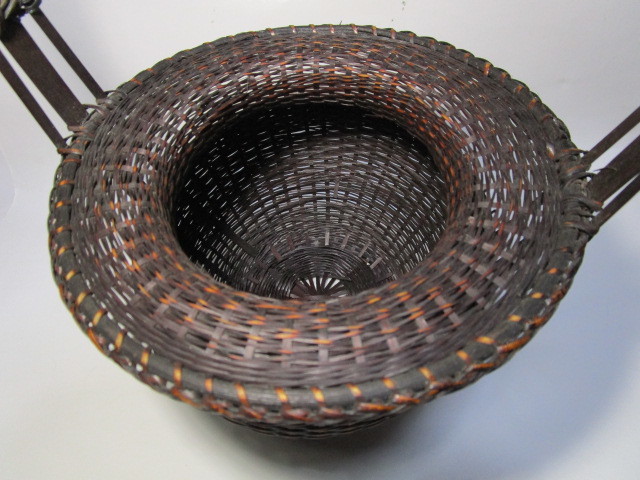 アンティーク] 泉州斎作 手付き竹籠 花籠 茶道具/華道具 アンティーク