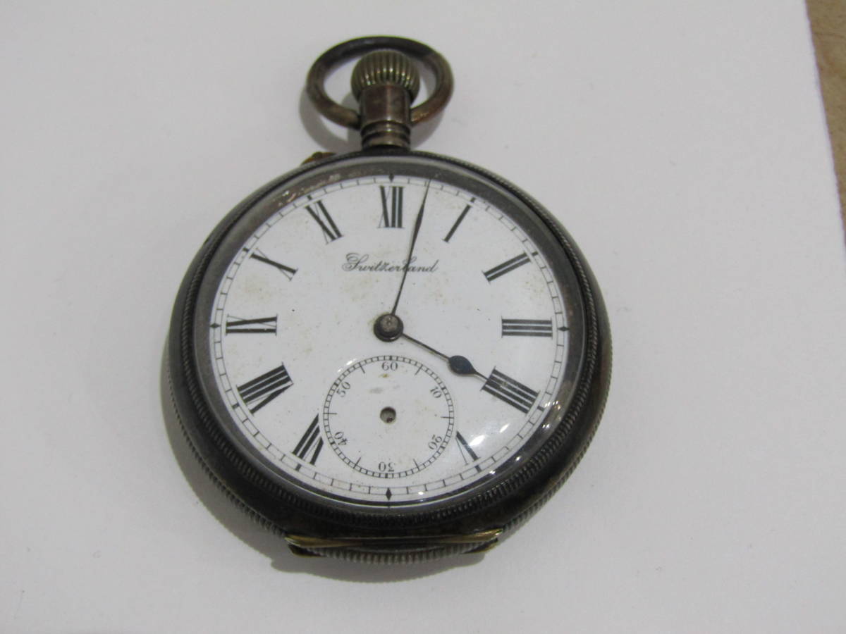 ■【49972】中古特撰骨董★Twitherland 懐中時計 手巻き シルバー 0.900/905557　裏スケ　奇跡の動作品■