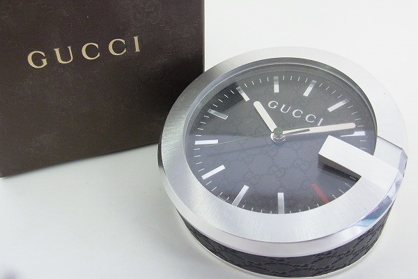 L230-S28-1371 GUCCI グッチ Gラウンド テーブルクロック クオーツ