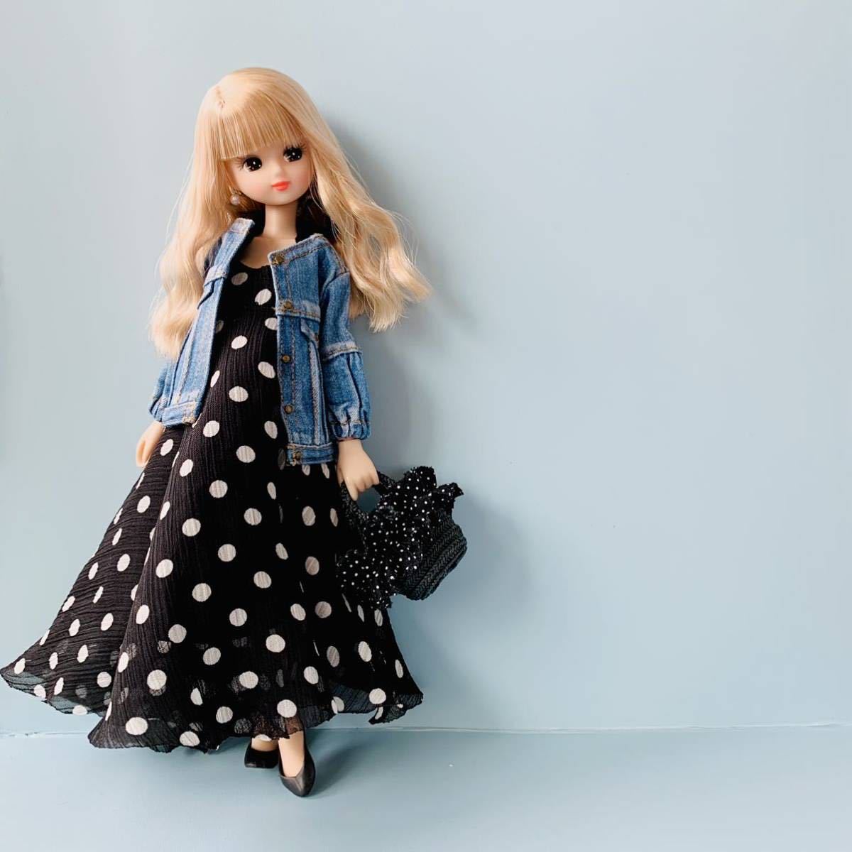 ☆niwa☆ ノーカラーデニムジャケットコーデ ドール服 アウトフィット 